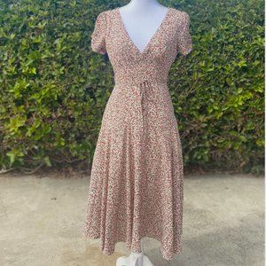 Midi Floral Dress With Bodice Detail - S